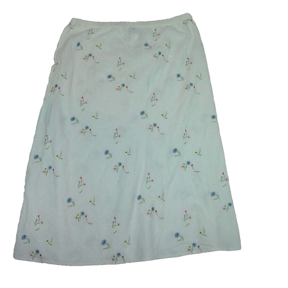 Susan Graver Women's XL Style‎ White Linen Blend Floral Embroidered Midi - Picture 2 of 9